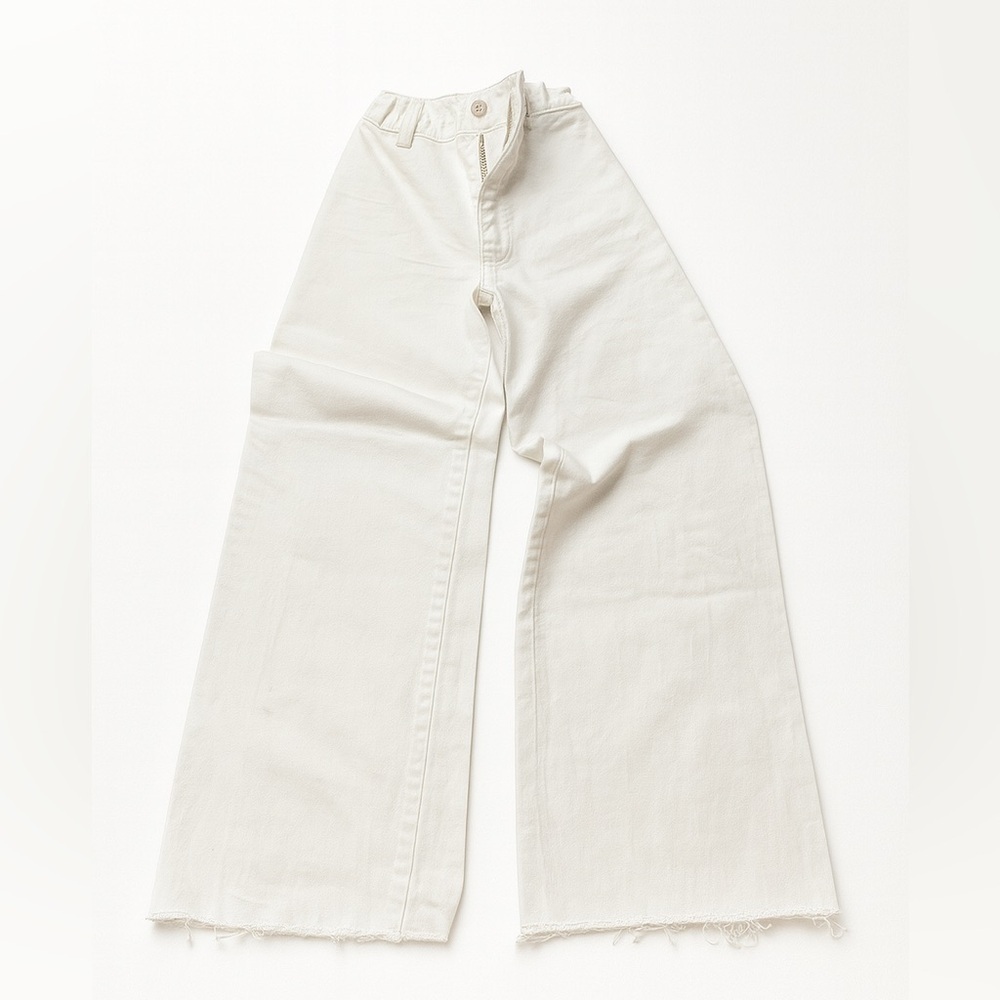 Zara| Kids Crisp White Wide Leg Jeans Adjustable Waiste - Size 10